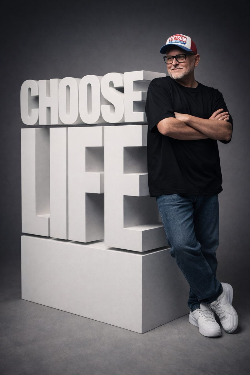 Christian Klatt vor dem Schriftzug chooseLIFE